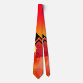 モダンアートネオン赤黄水色幾何学模様 ネクタイ (正面)