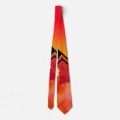 モダンアートネオン赤黄水色幾何学模様 ネクタイ (裏面)