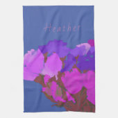 モダンアートハッカラフルピー花+名前をカスタムする キッチンタオル (縦)