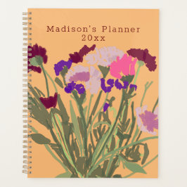 モダンアートハッピーカラフルワイルドフラワー+名前をカスタムする プランナー手帳