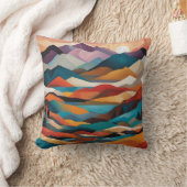 モダンアートパープルマウンテンズレイクムーン クッション (ブランケット)