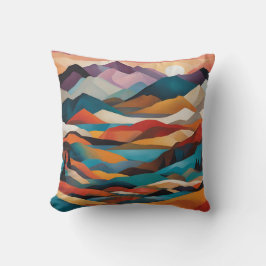 モダンアートパープルマウンテンズレイクムーン クッション