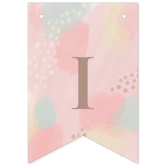 モダンアートピンクパステル結婚ズ バンティングフラッグ (第2の旗)