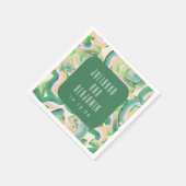 モダンアート抽象芸術緑結婚色 スタンダードカクテルナプキン (角)