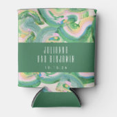 モダンアート抽象芸術緑結婚色 缶クーラー (正面)