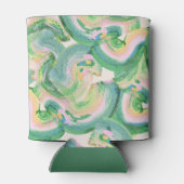 モダンアート抽象芸術緑結婚色 缶クーラー (裏面)