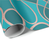モダンアート海ブルーバラ金ゴールド幾何学的 ラッピングペーパー (ロールコーナー)