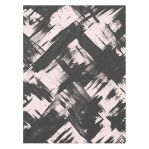 モダンアート赤面ピンク黒抽象芸術ブラシストローク テーブルクロス