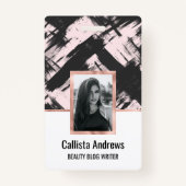 モダンアート赤面ピンク黒抽象芸術ブラシストローク バッジ (正面)