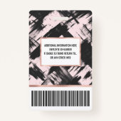 モダンアート赤面ピンク黒抽象芸術ブラシストローク バッジ (裏面)