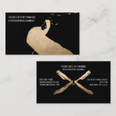 モダンアート金ゴールドブラックひげイラストレーション理容師 名刺 (正面/裏面)