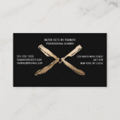 モダンアート金ゴールド黒かみそり刃理容師 名刺 (裏面)