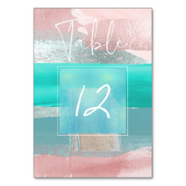 モダンアート カラー ブロック テーブルナンバー ブラッシュ+ブルー