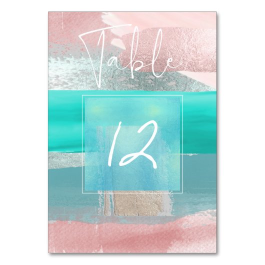 モダンアート カラー ブロック テーブルナンバー ブラッシュ+ブルー (正面)