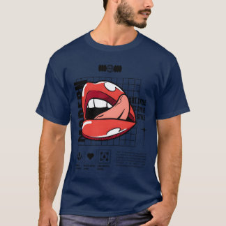 モダンアート リッププリント リップスティックマーク 女子 Tシャツ