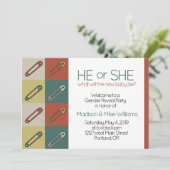 モダンアート 安全ピン/おむつピン 男女兼用 開封 招待状 (スタンド正面)