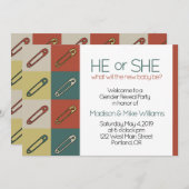 モダンアート 安全ピン/おむつピン 男女兼用 開封 招待状 (正面/裏面)