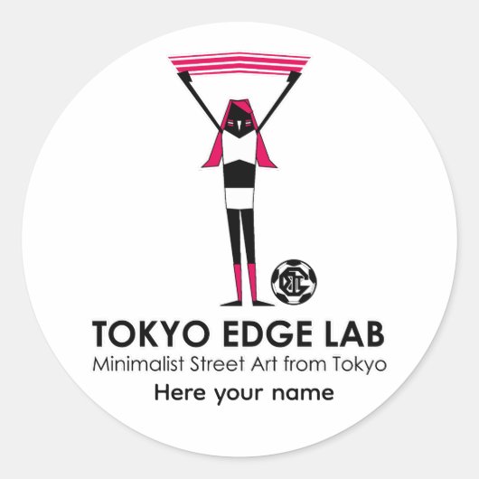 モダンアーバンサッカーファン女子グラフィック ラウンドシール (正面)