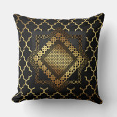 モダンアールデコゴールデンブラック金ゴールド幾何学模様 クッション (正面)
