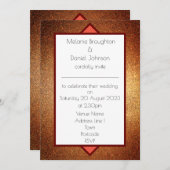 モダンアールデコシンプルグリッター結婚式招待状 (正面/裏面)