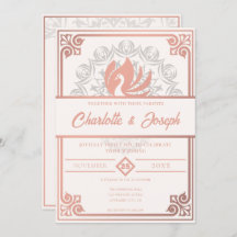 モダンアールデコスワン赤面バラピンク結婚ズ