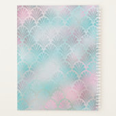 モダンアールデコピンクのティール（緑がかった色）パーソナライズ名プランナー プランナー手帳 (裏面)