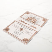 モダンアールデコピーコ結婚ックバラ金ゴールド 箔招待状 (回転した状態)