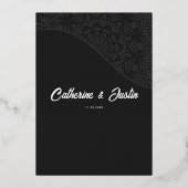 モダンアールデコピーコ結婚ック金ゴールド 箔招待状 (裏面)