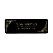 モダンアールデコブラックとフェイク金ゴールド結婚ズ ラベル (正面)