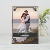 モダンアールデコブラック白鳥結婚写真 サンキューカード (スタンド正面)