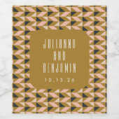 モダンアールデコブラック赤面結婚金ゴールドカスタム ワインラベル (シングルラベル)