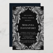 モダンアールデコリーフブライダルシャワー 招待状 (正面/裏面)