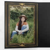 モダンアールデコ写真の卒業 三つ折り招待状 (内部最初)