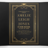 モダンアールデコ写真の卒業 三つ折り招待状 (内部中)