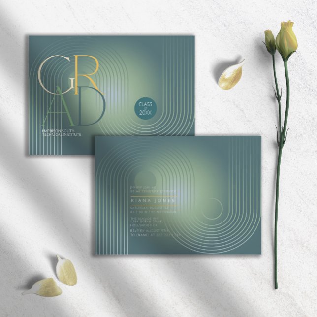 モダンアールデコ幾何学卒業グリーンID906 (クリエイターアップロード済み)