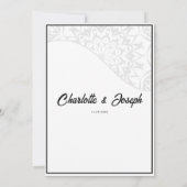 モダンアールデコ白鳥の黒結婚白 招待状 (裏面)