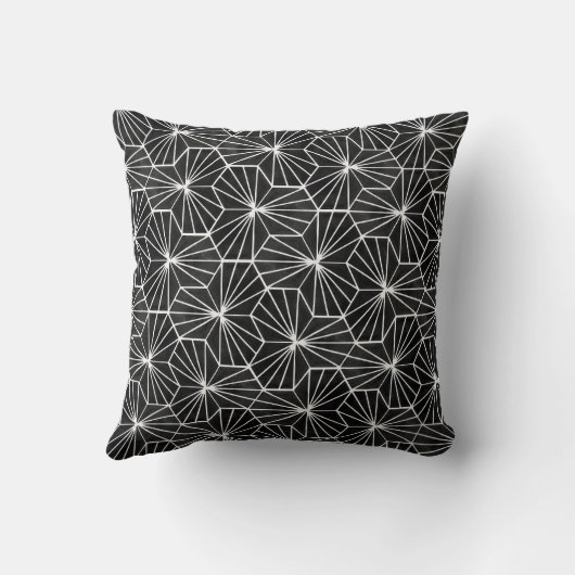 モダンアールデコ白黒幾何パターン クッション (裏面)