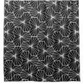 モダンアールデコ白黒幾何パターン シャワーカーテン (正面)