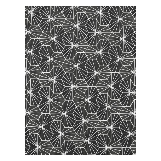 モダンアールデコ白黒幾何パターン テーブルクロス (正面)