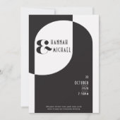 モダンアールデコ結婚白黒 招待状 (正面)