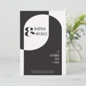 モダンアールデコ結婚白黒 招待状 (スタンド正面)