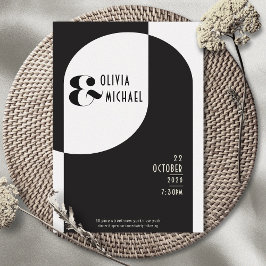 モダンアールデコ結婚白黒 招待状