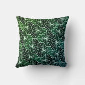 モダンアールデコ緑の白い幾何学的パターン クッション (裏面)