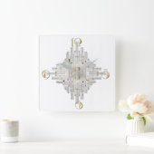 モダンアールデコ スクエア壁時計 (ホーム)