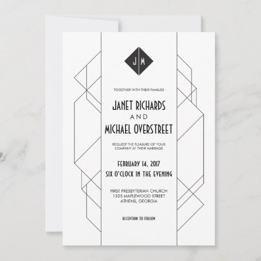 モダンアールデコ 招待状 (正面)