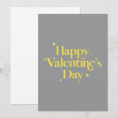 モダンイエロスタイリッシュググレーハッピーバレンタインデー シーズンカード (正面/裏面)