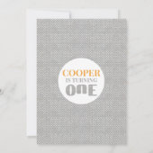 モダンイエローグレー建設1歳誕生日 招待状 (裏面)