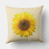 モダンイエローサンフラワーオンシャンパンベージュ クッション (裏面)