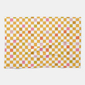 モダンイエローチェック柄 キッチンタオル (横)