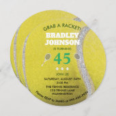 "モダンイエローテニスボールパーソナライズドバースデー" 招待状 (正面/裏面)